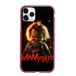 Чехол iPhone 11 Pro матовый Chucky wanna play?, цвет: 3D-малиновый