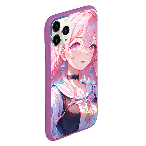 Чехол iPhone 11 Pro матовый Honkai Star Rail March 7th beauty / 3D-Фиолетовый – фото 2