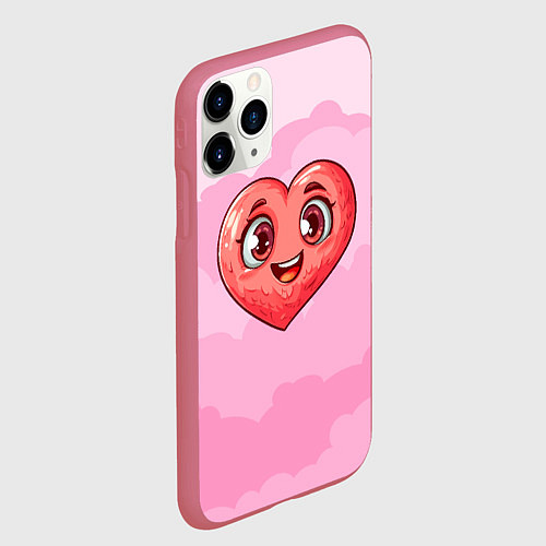 Чехол iPhone 11 Pro матовый Милое красное сердечко / 3D-Малиновый – фото 2