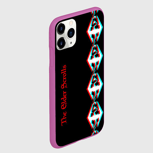 Чехол iPhone 11 Pro матовый The Elder Scrolls glitch logo / 3D-Фиолетовый – фото 2