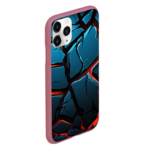 Чехол iPhone 11 Pro матовый Разломленные камни текстура / 3D-Малиновый – фото 2