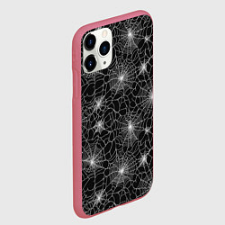 Чехол iPhone 11 Pro матовый Паутина - паттерн, цвет: 3D-малиновый — фото 2