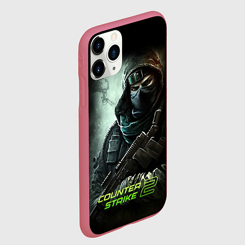 Чехол iPhone 11 Pro матовый Counter strike 2 спецназ / 3D-Малиновый – фото 2