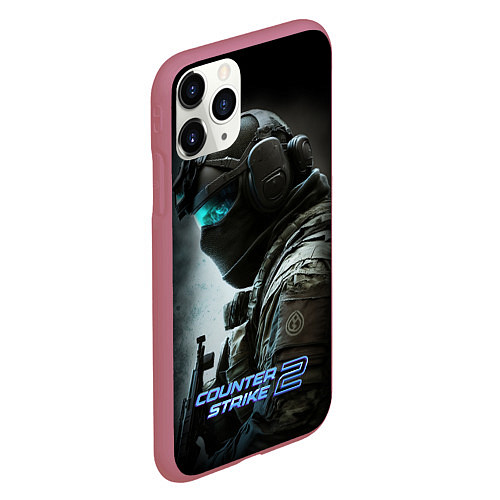 Чехол iPhone 11 Pro матовый Counter strike 2 спецназ / 3D-Малиновый – фото 2