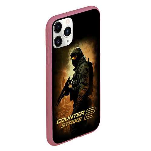 Чехол iPhone 11 Pro матовый Counter strike спецназовец / 3D-Малиновый – фото 2