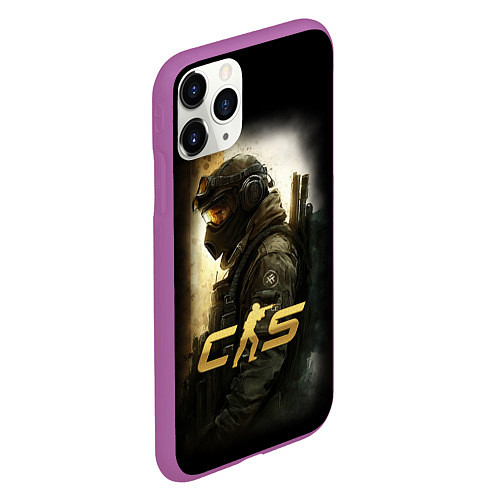 Чехол iPhone 11 Pro матовый Counter strike спецназовец / 3D-Фиолетовый – фото 2