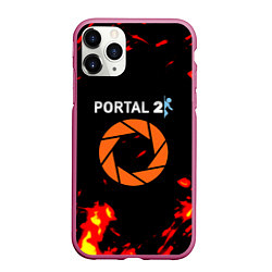 Чехол iPhone 11 Pro матовый Portal огненная лава, цвет: 3D-малиновый