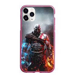 Чехол iPhone 11 Pro матовый God of War Кратос, цвет: 3D-малиновый