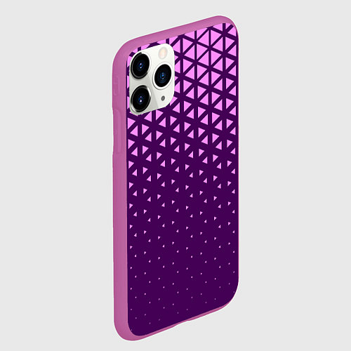 Чехол iPhone 11 Pro матовый Геометрический градиент - фиолетово-розовый / 3D-Фиолетовый – фото 2