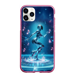 Чехол iPhone 11 Pro матовый Cyber robot girl - ai art fantasy, цвет: 3D-малиновый