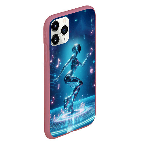 Чехол iPhone 11 Pro матовый Cyber robot girl - ai art fantasy / 3D-Малиновый – фото 2