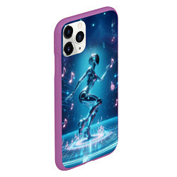 Чехол iPhone 11 Pro матовый Cyber robot girl - ai art fantasy, цвет: 3D-фиолетовый — фото 2