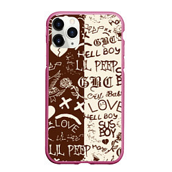 Чехол iPhone 11 Pro матовый Lil peep retro pattern, цвет: 3D-малиновый