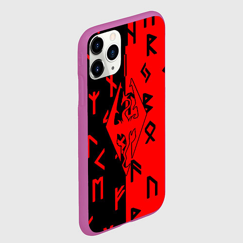 Чехол iPhone 11 Pro матовый Скайрим руны / 3D-Фиолетовый – фото 2