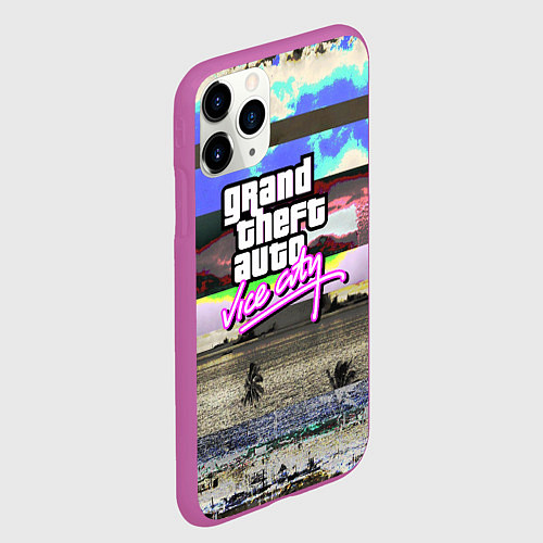 Чехол iPhone 11 Pro матовый Vice city glitch / 3D-Фиолетовый – фото 2