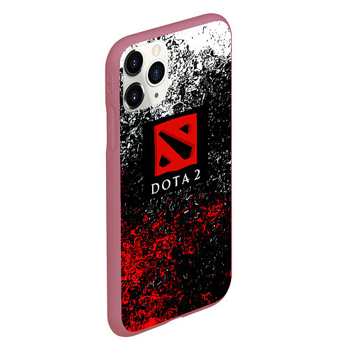 Чехол iPhone 11 Pro матовый Dota 2 брызги красок / 3D-Малиновый – фото 2