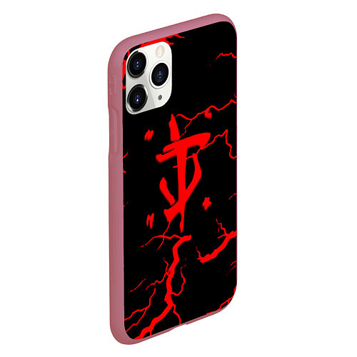 Чехол iPhone 11 Pro матовый Doom молнии / 3D-Малиновый – фото 2