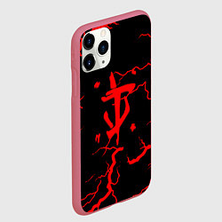 Чехол iPhone 11 Pro матовый Doom молнии, цвет: 3D-малиновый — фото 2