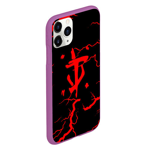 Чехол iPhone 11 Pro матовый Doom молнии / 3D-Фиолетовый – фото 2