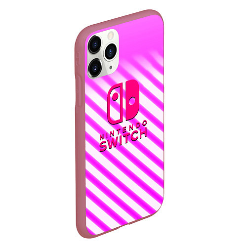 Чехол iPhone 11 Pro матовый Nintendo pink line / 3D-Малиновый – фото 2