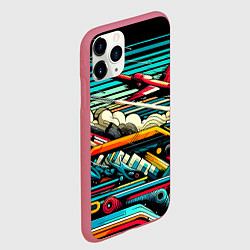 Чехол iPhone 11 Pro матовый Абстракция с красным самолётом - нейроарт, цвет: 3D-малиновый — фото 2