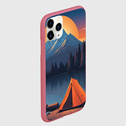 Чехол iPhone 11 Pro матовый Палатка на берегу озера, цвет: 3D-малиновый — фото 2