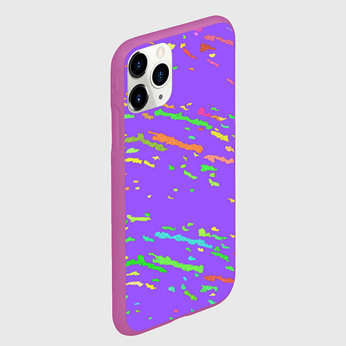 Чехол iPhone 11 Pro матовый Яркие штрихи / 3D-Фиолетовый – фото 2