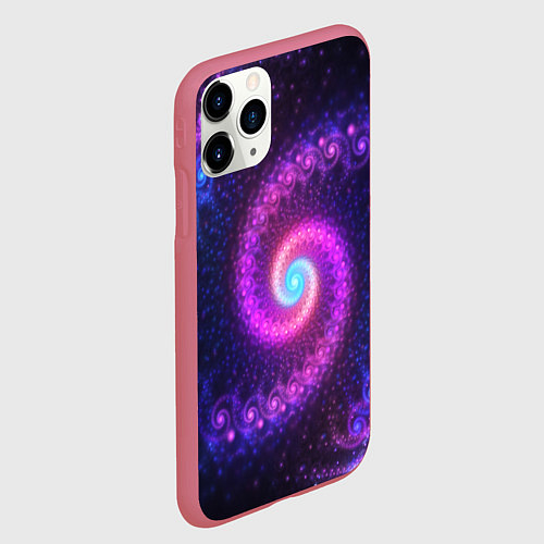Чехол iPhone 11 Pro матовый Фрактальный неон / 3D-Малиновый – фото 2