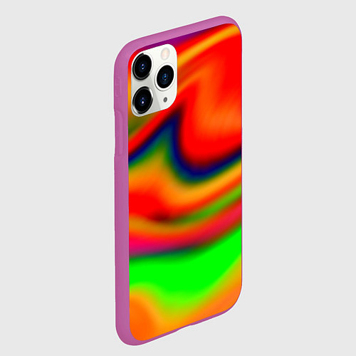 Чехол iPhone 11 Pro матовый Неоновые разводы краски / 3D-Фиолетовый – фото 2