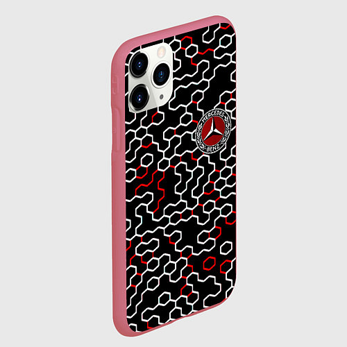 Чехол iPhone 11 Pro матовый Mercedes benz броня текстура / 3D-Малиновый – фото 2