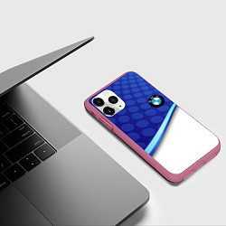 Чехол iPhone 11 Pro матовый BMW abstraction steel, цвет: 3D-малиновый — фото 2
