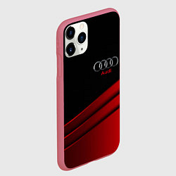 Чехол iPhone 11 Pro матовый AUDI carbon metal, цвет: 3D-малиновый — фото 2