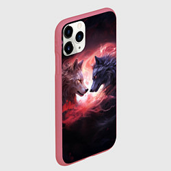 Чехол iPhone 11 Pro матовый Влюбленные волки разного раскраса, цвет: 3D-малиновый — фото 2