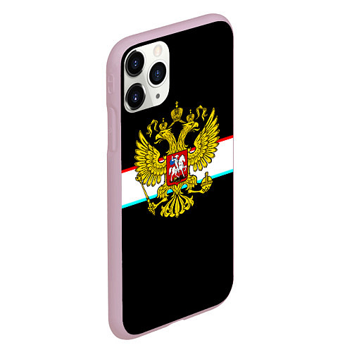 Чехол iPhone 11 Pro матовый Герб РФ спорт полоса / 3D-Розовый – фото 2