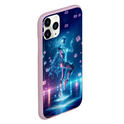 Чехол iPhone 11 Pro матовый Танец неоновой кибер девушки - нейроарт, цвет: 3D-розовый — фото 2