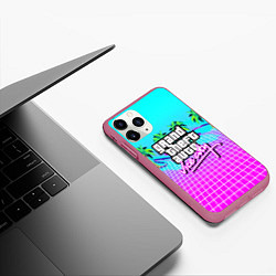 Чехол iPhone 11 Pro матовый Vice city tropic collection, цвет: 3D-малиновый — фото 2