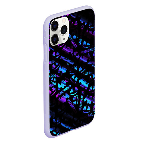 Чехол iPhone 11 Pro матовый Marshmello neon club / 3D-Светло-сиреневый – фото 2