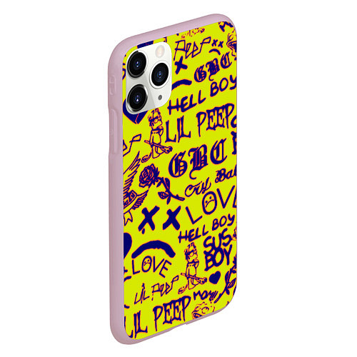 Чехол iPhone 11 Pro матовый Lil peep rap pattern / 3D-Розовый – фото 2