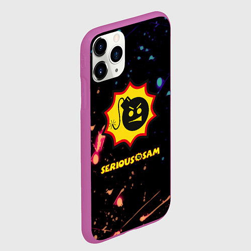 Чехол iPhone 11 Pro матовый Serious Sam краски текстура / 3D-Фиолетовый – фото 2