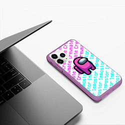 Чехол iPhone 11 Pro матовый Among us pattern steel, цвет: 3D-фиолетовый — фото 2