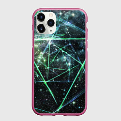 Чехол iPhone 11 Pro матовый Космические линии звезды, цвет: 3D-малиновый