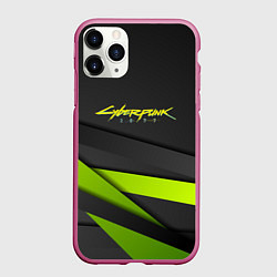 Чехол iPhone 11 Pro матовый Cyberpunk 2077 stripes line, цвет: 3D-малиновый