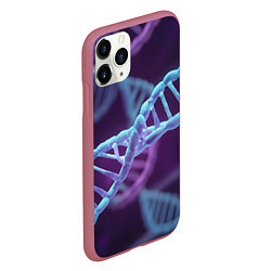 Чехол iPhone 11 Pro матовый Неоновые спирали ДНК, цвет: 3D-малиновый — фото 2