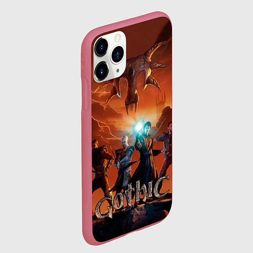Чехол iPhone 11 Pro матовый Герои из Gothic remake / 3D-Малиновый – фото 2