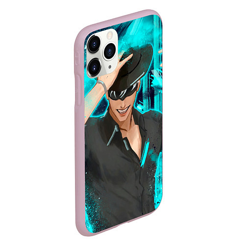 Чехол iPhone 11 Pro матовый Годжо Сатору в виде ковбоя / 3D-Розовый – фото 2