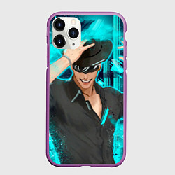 Чехол iPhone 11 Pro матовый Годжо Сатору в виде ковбоя, цвет: 3D-фиолетовый