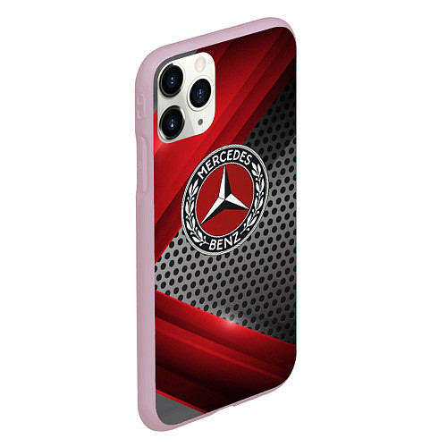 Чехол iPhone 11 Pro матовый Mercedes benz текстура метал / 3D-Розовый – фото 2