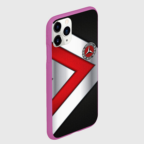 Чехол iPhone 11 Pro матовый Mercedes benz carbon metal / 3D-Фиолетовый – фото 2