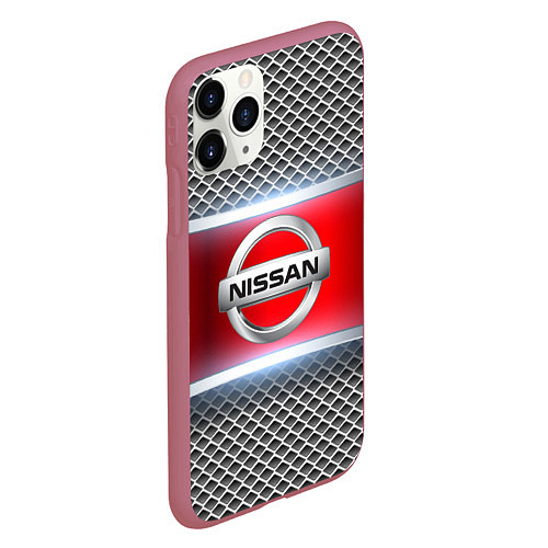 Чехол iPhone 11 Pro матовый Nissan авто текстура / 3D-Малиновый – фото 2