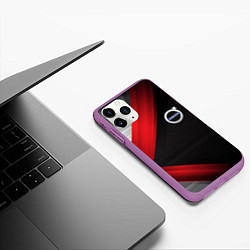 Чехол iPhone 11 Pro матовый Volvo metal stripes, цвет: 3D-фиолетовый — фото 2